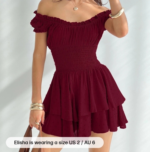 NEW Princess Polly Love Galore Romper Deep Cherry - Size 4 - Picture 2 of 6